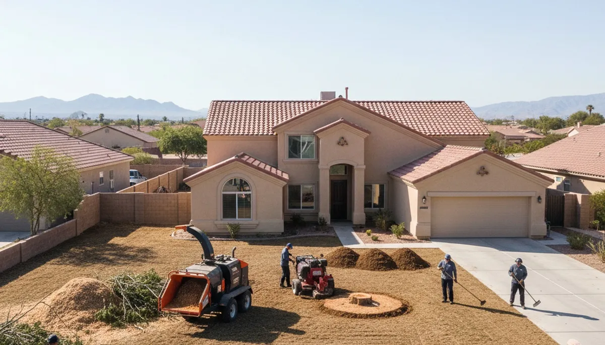 Complete tree removal and yard restoration by professional crew in Las Vegas, NV