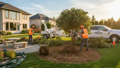 Professional shrub removal service in Las Vegas NV by Chop Chop Tree experts clearing overgrown bushes