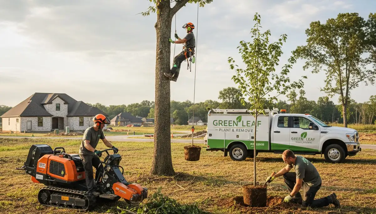 Professional tree planting service in Las Vegas, NV with experts installing desert-adapted trees