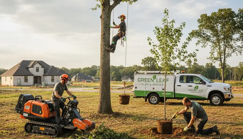 Professional tree planting service in Las Vegas, NV with experts installing desert-adapted trees