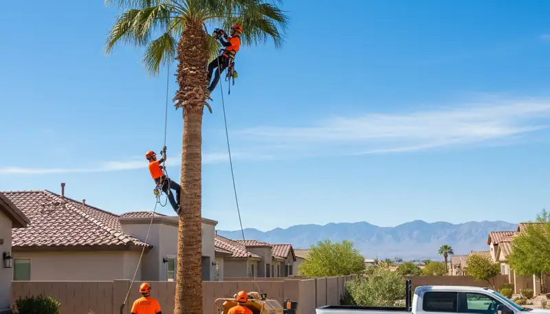 Professional tree removal service in Las Vegas NV safely cutting large tree branches