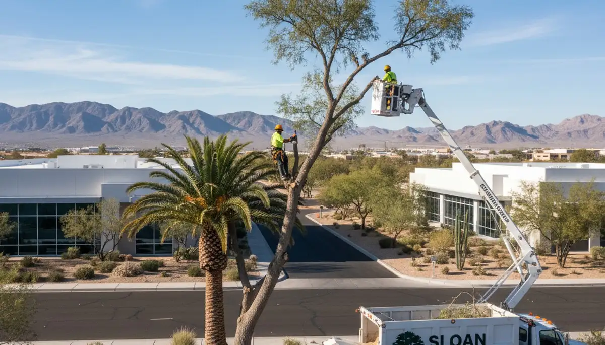 Professional tree removal service in Las Vegas NV safely cutting and clearing large trees
