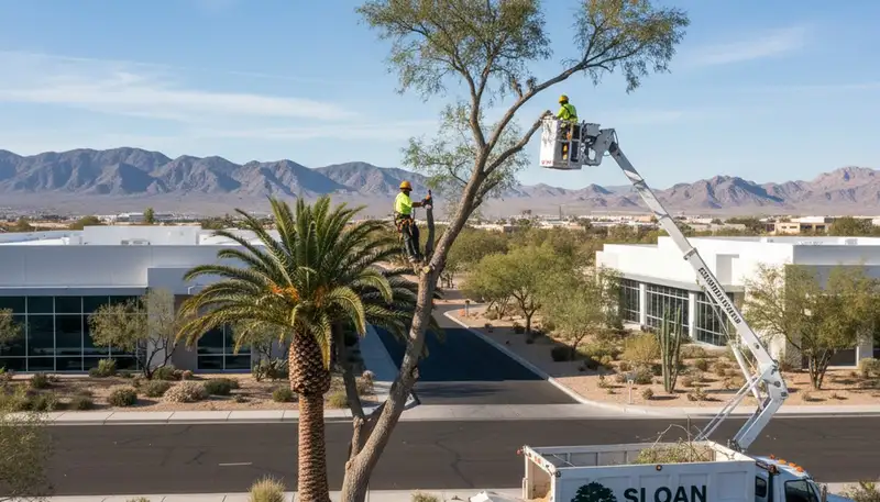 Professional tree removal service in Las Vegas NV safely cutting and clearing large trees